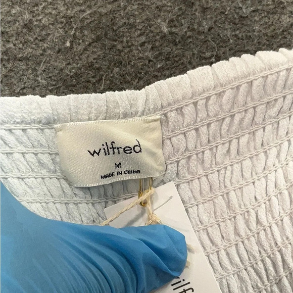 NWT Aritzia Wilfred Chianti Wide Leg Smocked Jumpsuit White- Size Medium - Picture 4 of 5